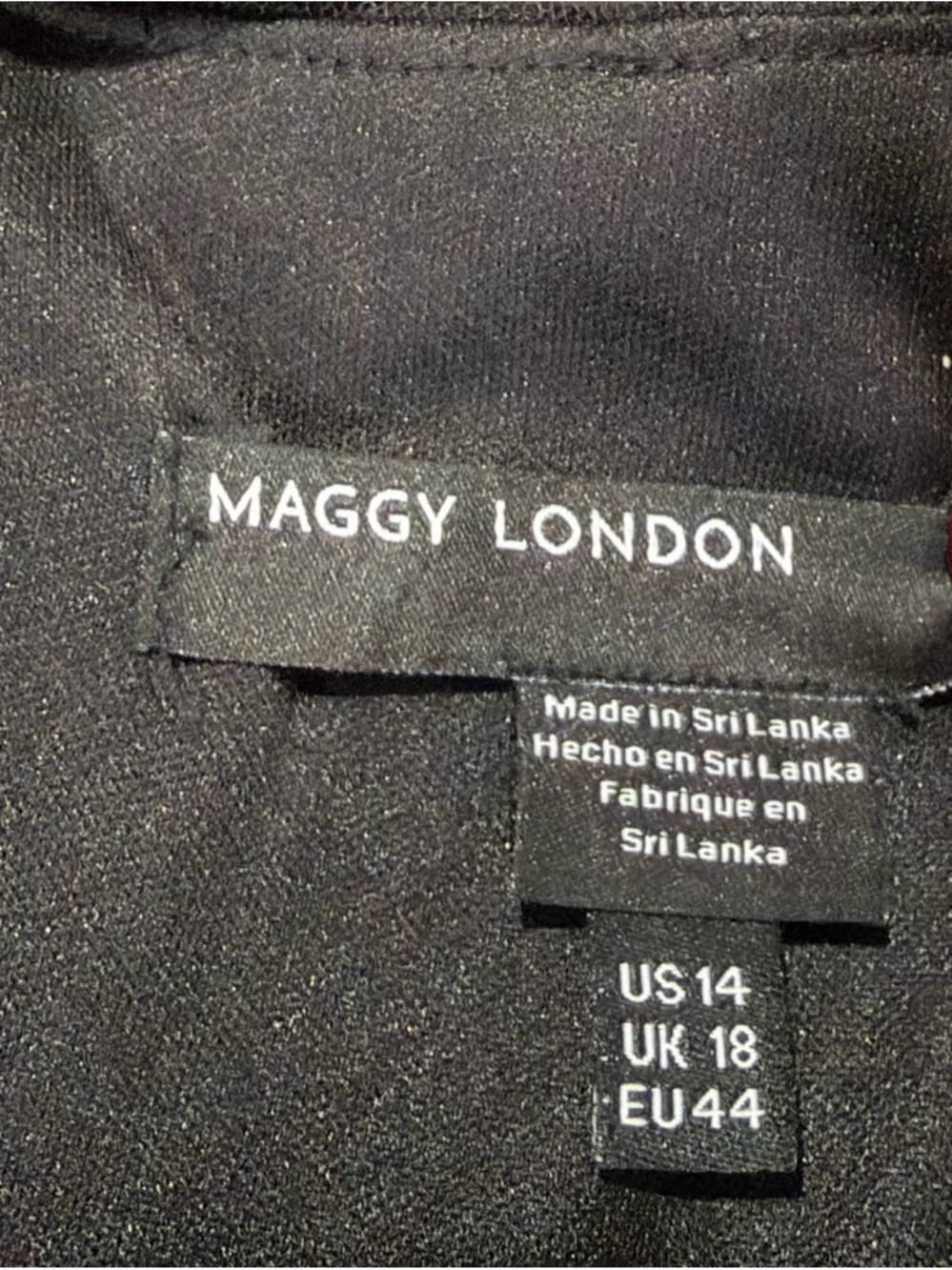 Maggy London Dress, Black Sheer Mesh Yoke Fit & Flare Dress, Women’s Size 14 - Picture 9 of 11